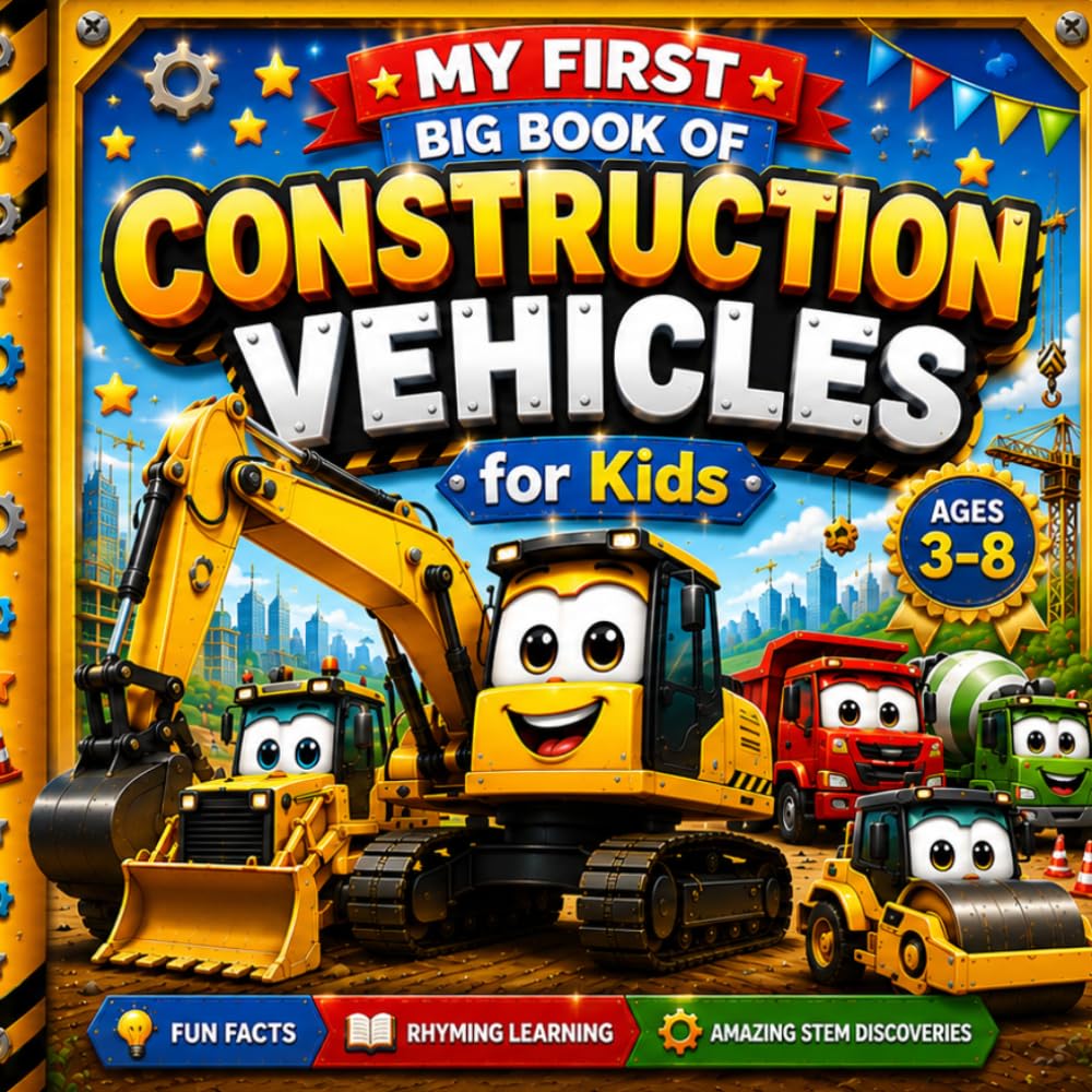 My First Big Book of CONSTRUCTION VEHICLES for Kids | Fun Exciting Facts, Rhyming Learning & Amazing STEM Discoveries for Curious Kids Ages 3–10: Learn, Explore & Discover Education Fun Big Machines
