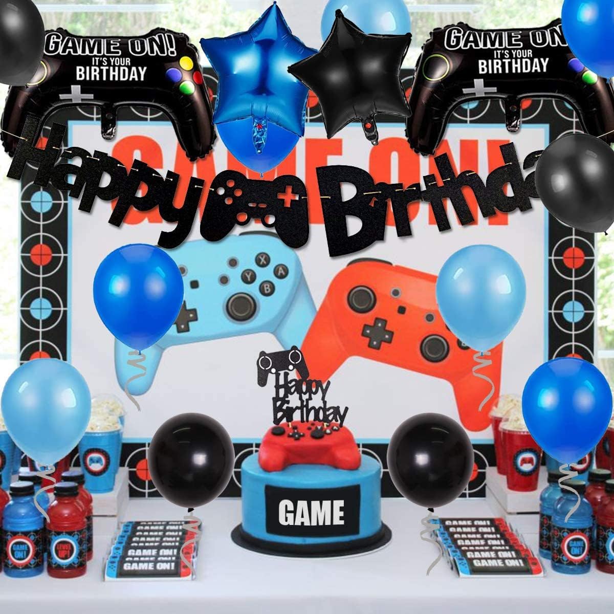 Videogiochi Decorazioni Compleanno 10 Anni, Gaming Gamer Decorazioni Palloncino Numero 10 per Ragazzi e Ragazze, Striscione Happy Birthday, Sfondo Compleanno, Addobbi Giochi Compleanno Festa Bambini
