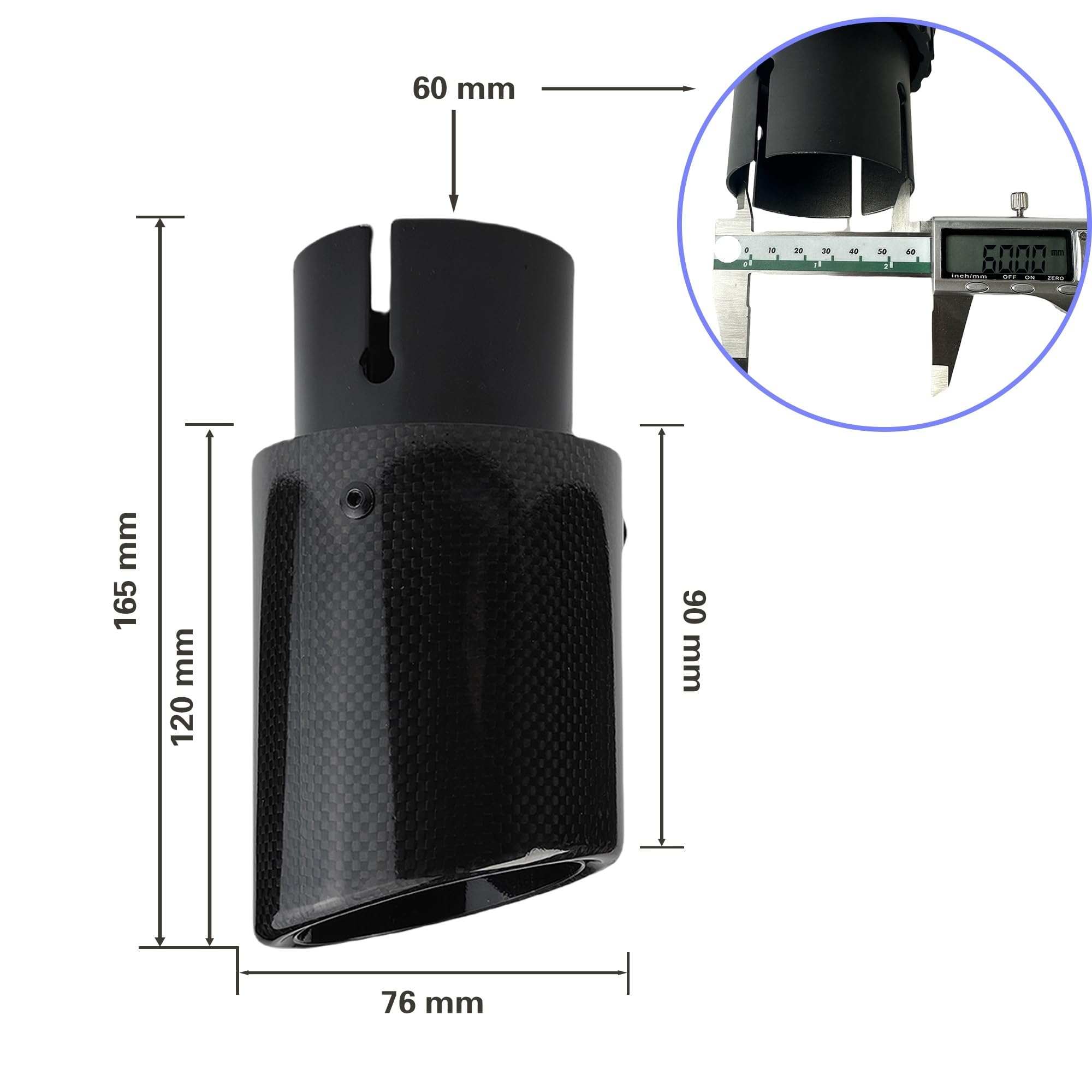 Cola Escape Coche Tubo Punta Para Boquilla De Escape Silenciador Brillante Borde Enrollado Tejido Liso Negro Acero Garganta Trasera 1 Uds(60mm-76mm)