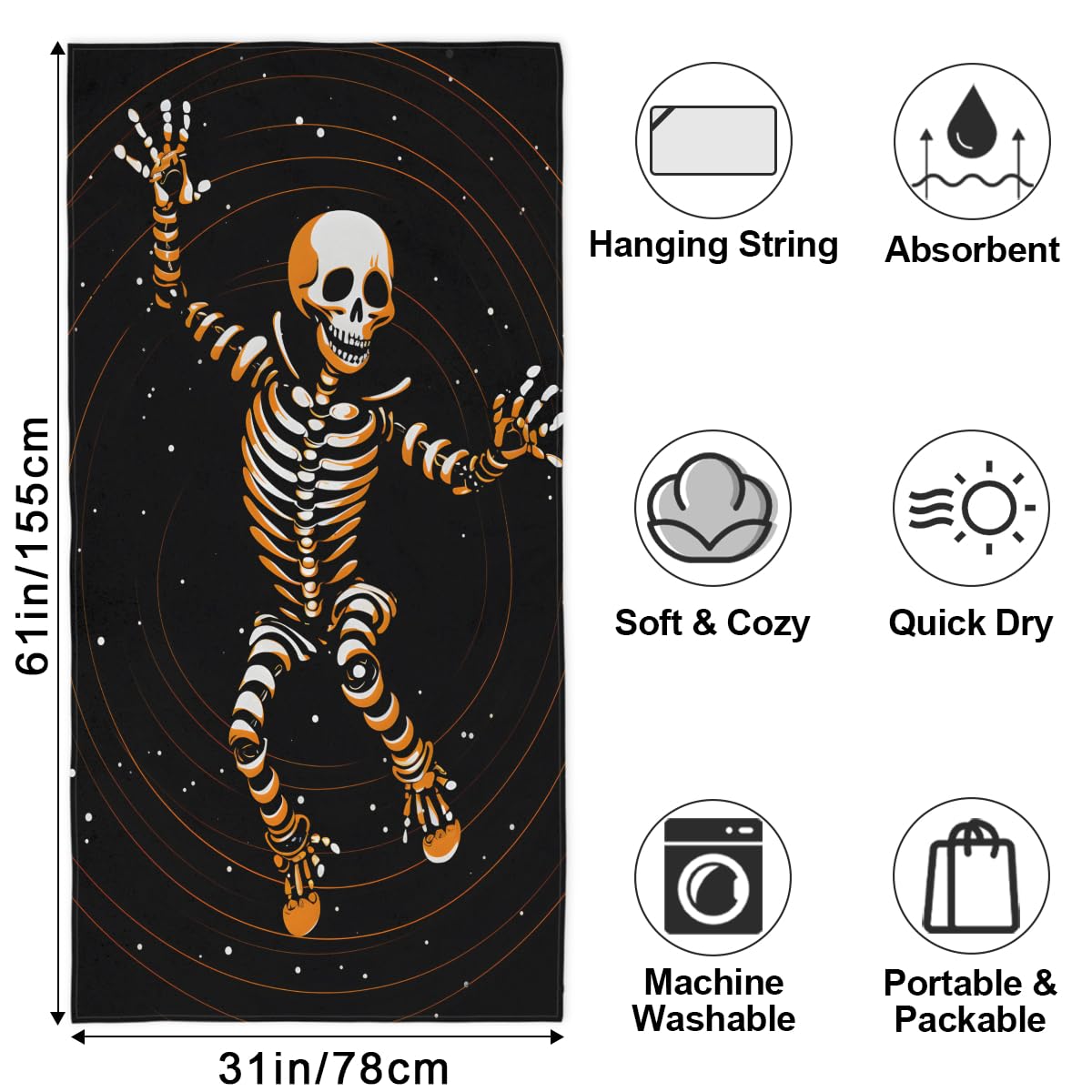 Amazon.com: Mintoprints Skeleton Skull Microfiber Oversized