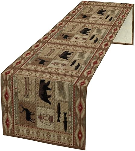 Miniatura 35 de Camino de Mesa Floral Retro de los Años 70, Bohemio Flores Abstractas Amarillas y Naranjas Groovy Camino de Mesa para Granja de Campo Cocina Comedor