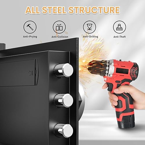 Miniatura 7 de Karbeen Caja de seguridad ignífuga de 0.8 cub, pequeña caja fuerte con teclado digital, función de silencio y sistema de bloqueo antirrobo, caja