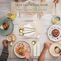 Vista 7 de Evanda Gold Silverware Set 60 Piece Service for 20, Titanium Gold Plated Stainless Steel Flatware Set, Knives Forks Spoons Cutlery Set for Wedding