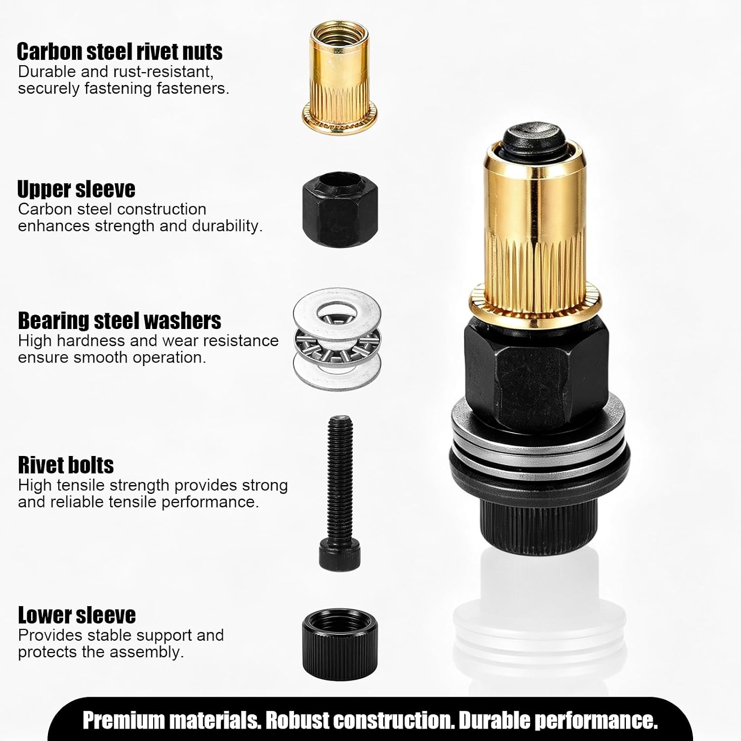 BOXOB 77pcs Carbon Steel Rivet Nut Tool Kit, 7 Sizes Rivet Nut Mandrel