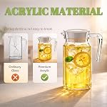Plastic Pitcher with Lid, 16.9Oz/500ML Clear Pitcher with Handle, BPA-Free and Shatter-Proof, Water Jug for Fridge/Home/Party, Juice, Sangria, Lemonade, Milk, Coffee, Cold or Hot Beverages