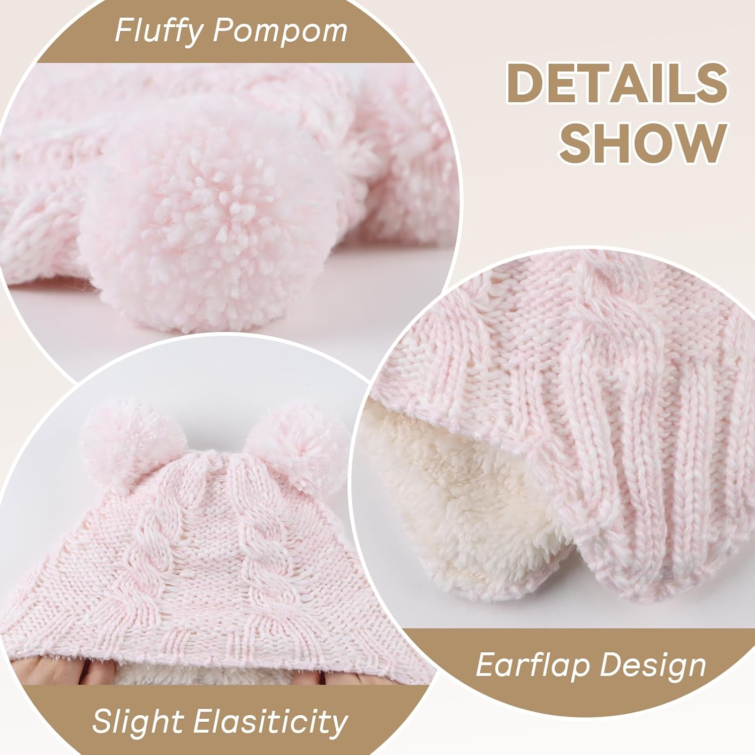 Zsedrut Winter Baby Boy Hats Pompom Baby Beanie for Girls Fleece Newborn Infant Toddler Beanie - Image 3