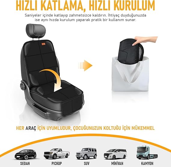 Haegs Car Seat Protective Cover, Protective Cover for Kids Car Seat, Car Car Seat Cushion with Thick Pad Waterproof Pet, Cat Dog Car Seat Cover, Black