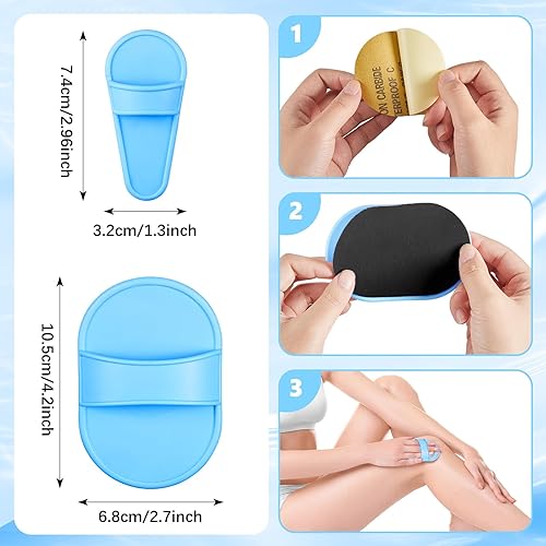 Miniatura 8 de Juego de 102 almohadillas de depilación, kit de depilación suave, 2 tamaños de almohadillas suaves para la piel y 100 piezas de papel de lija fino