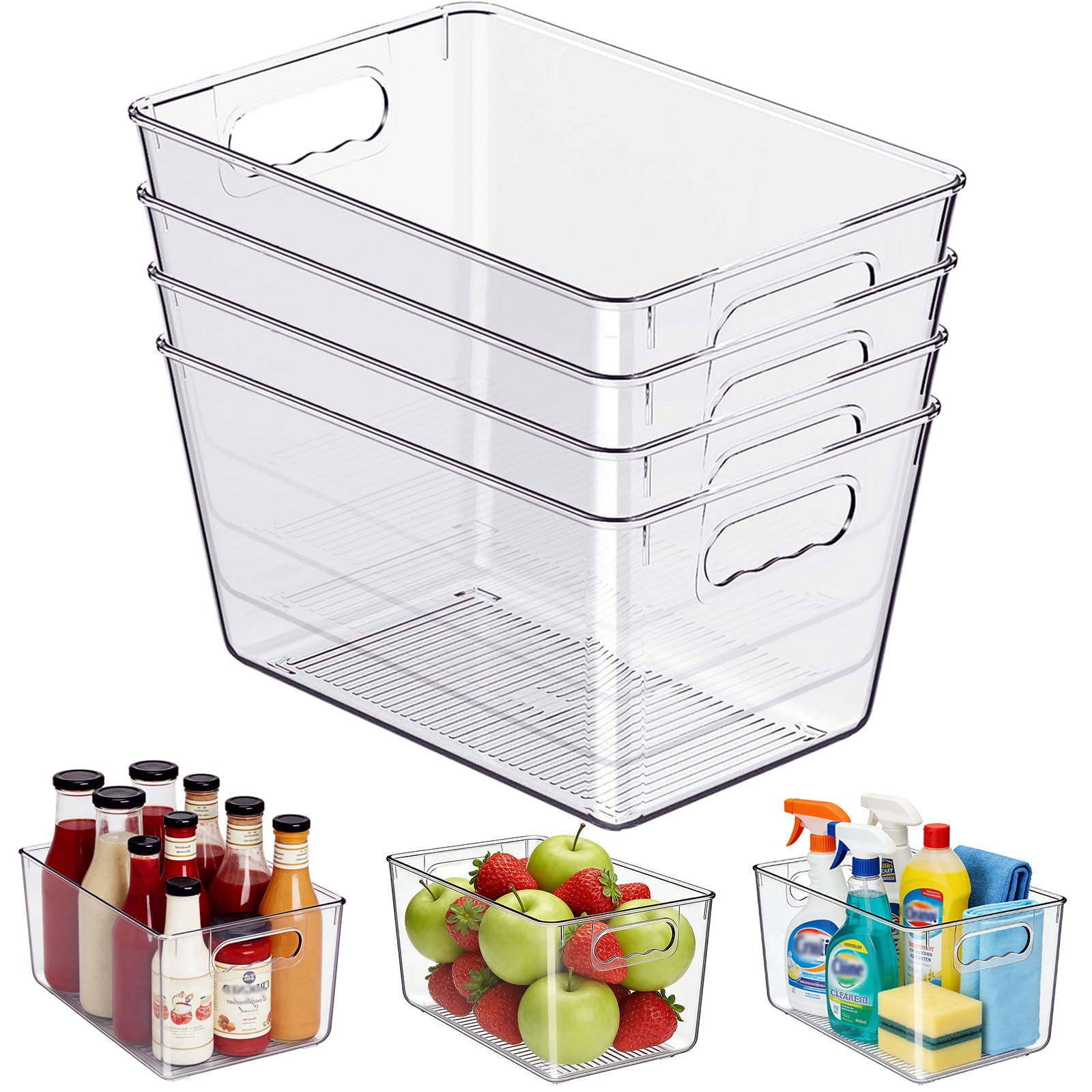 Organizador Nevera, Organizadores para la Despensa, Organizador Frigorifico para la Cocina, Refrigerador, Encimeras y Armarios (Paquete de 4, L(30x20x15CM))