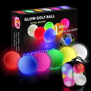 Crestgolf Flashing Glowing Golf Ball, Night Glow Flash Light up LED Golf Ball,six Color for Your Choice6 Pack Updated Mixed ColorBrighter