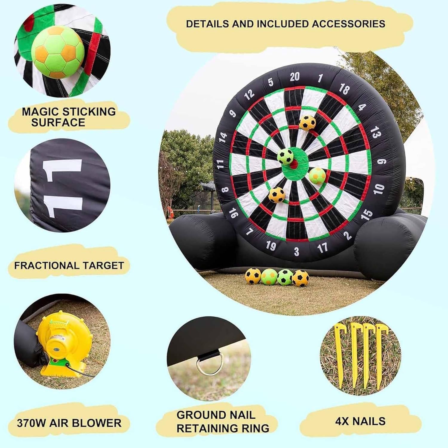 Juego de mesa inflable gigante para exteriores con pelotas de fútbol, soplador y marco de apoyo para divertidas actividades grupales y eventos deportivos