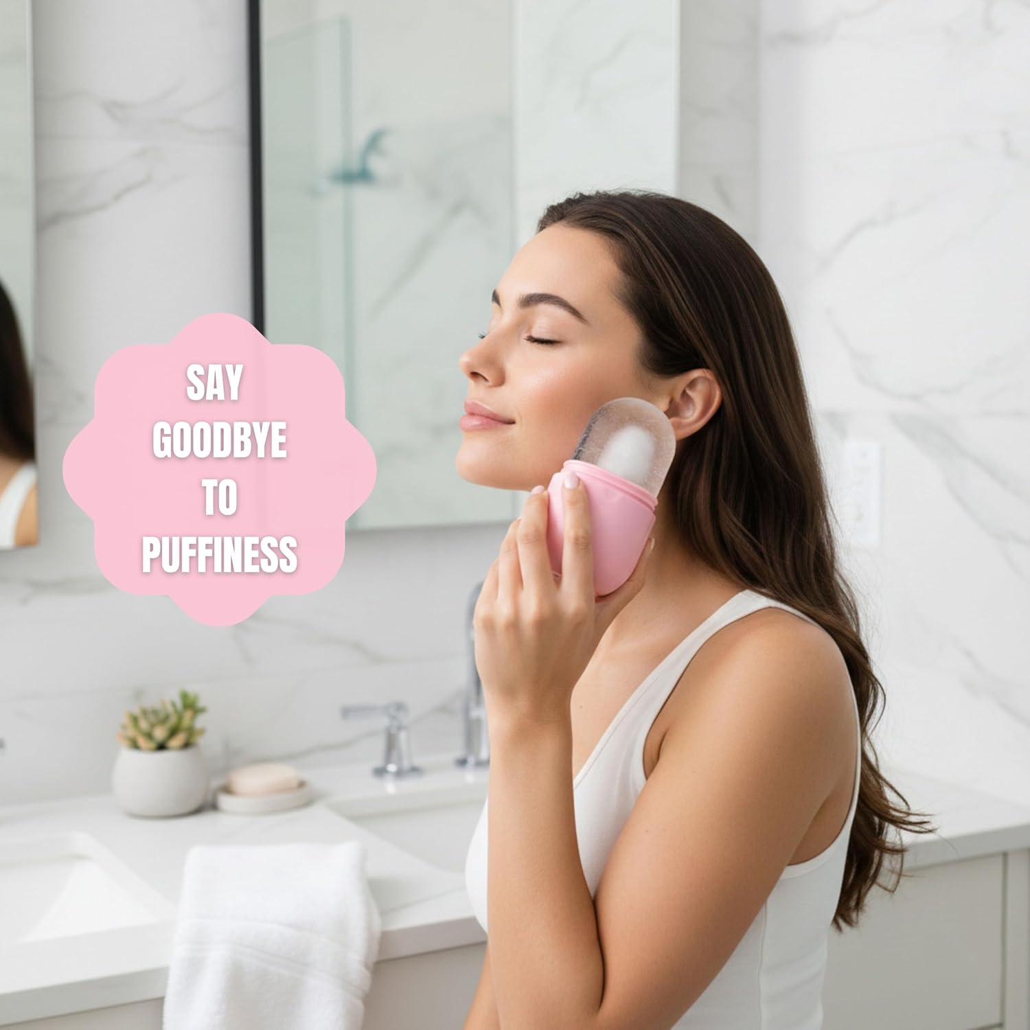Alijah Ice Roller for Face, Pink Facial Massage Tool for Puffiness and Redness Reduction, Clean Girl Aesthetic, Esti Supplies
