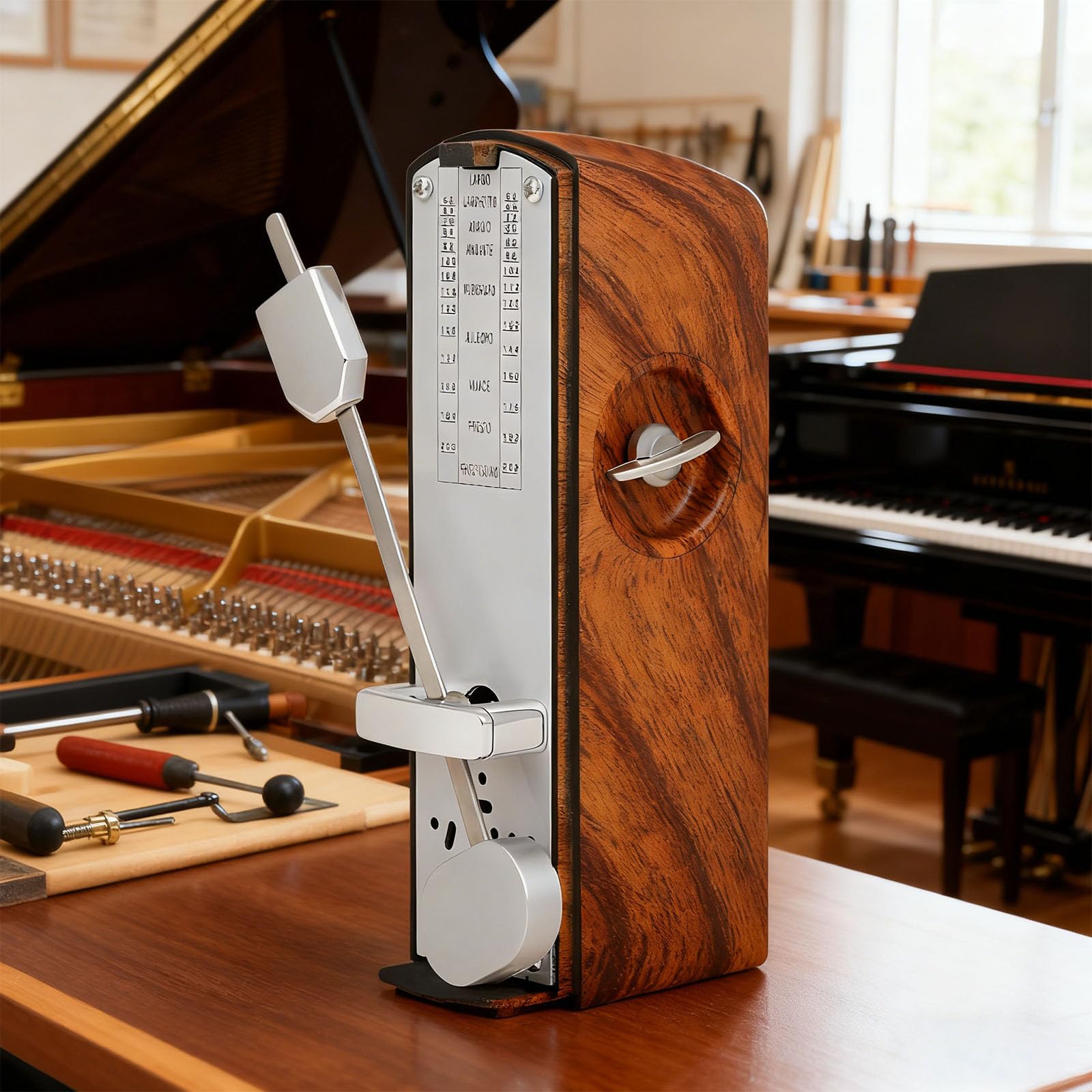 Mechaniczny metronom do instrumentów muzycznych, mini trener rytmu słojów drewna z precyzyjnym przewodnikiem tempa na fortepian, skrzypce, do ćwiczeń gitary, ręcznego nawiewu, konstrukcji drewnianych