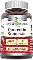 Vista 3 de Amazing Nutrition Quercetina 800 mg con bromelina 165 mg Veggie Cápsulas Suplemento Sin OMG Sin gluten Hecho en Estados Unidos Adecuado
