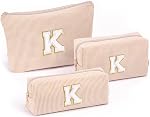 Vavabox A-Z Personalized Makeup Bag, Birthday Gifts for Women Mom, Gifts for Best Friend, Bride Bridesmaid Cosmetic Bag (White, A)