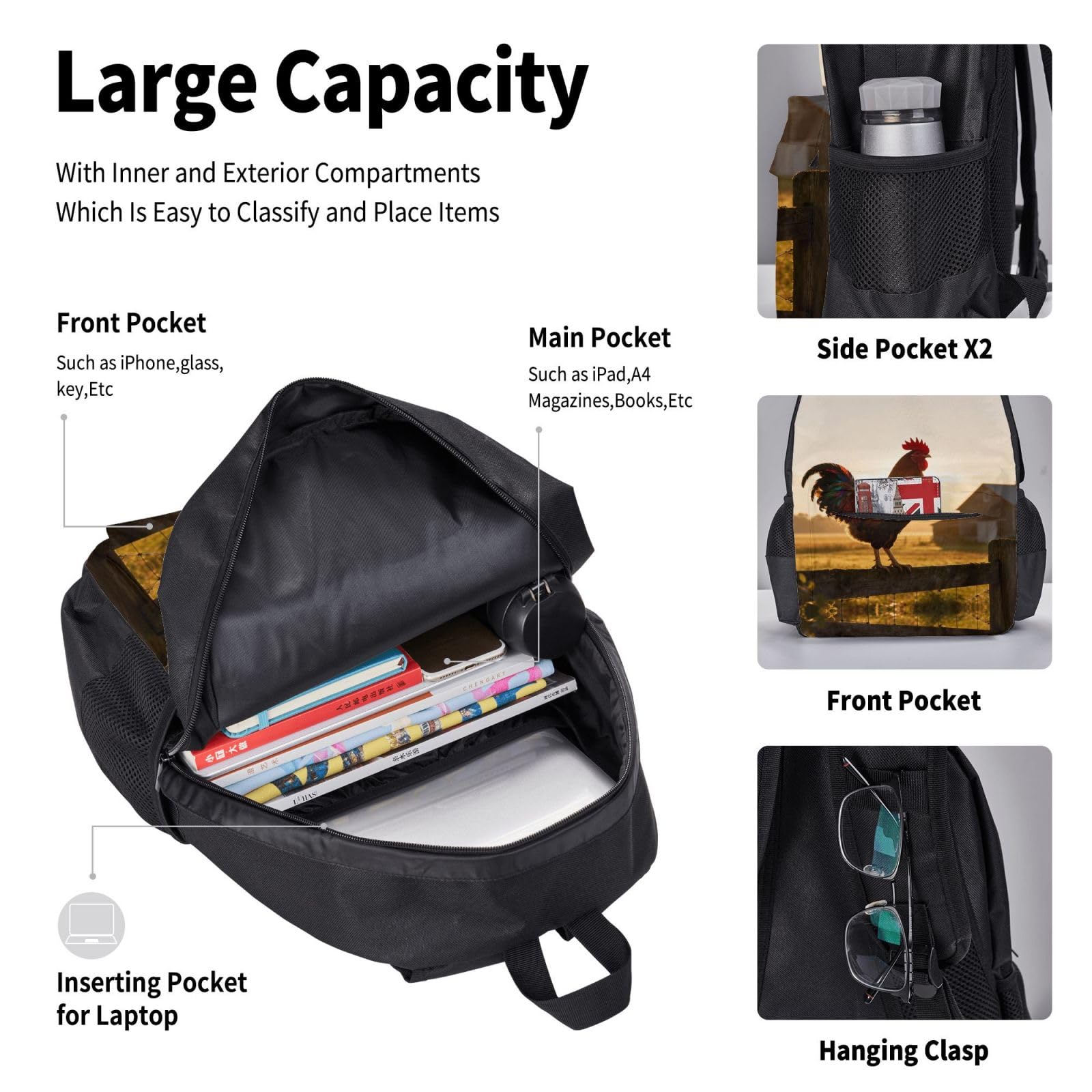 Set 3 in 1 borsa da viaggio per pendolari, borsa termica per il pranzo, borsa termica per il pranzo con tasca per laptop