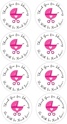Miniatura 5 de Remarkable Calcomanías redondas para baby shower, con texto en inglés "Thank You for Showering US", de 1.5 pulgadas, para niñas y niños, 504