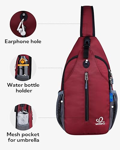 Miniatura 4 de WATERFLY - Mochila cruzada tipo bandolera para viajar y hacer senderismo, bolsa de pecho