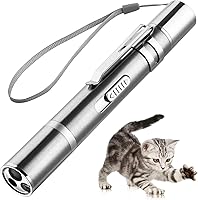 Zugesify USB Rechargeable Laser Pointer Cat Toy - 3 Colors, 5 Patterns, Interactive Red Dot for Cats & Dogs Indoor Fun