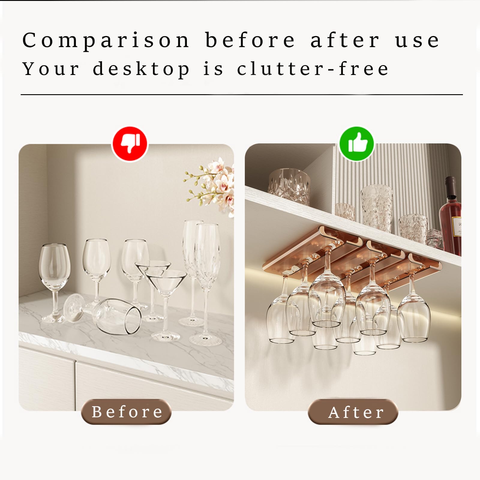 Wine Glass Holder 2 Pack - Under Cabinet Rack -3