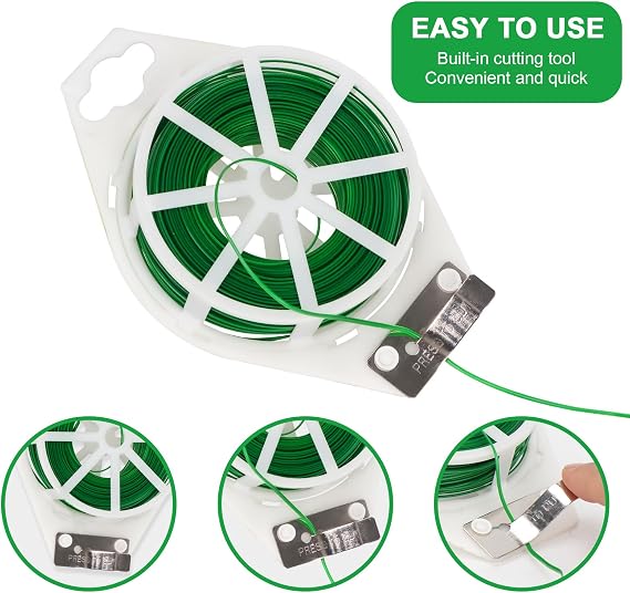 2-Pack 492FT Sturdy Garden Twist Plant Ties with Built-in Cutter