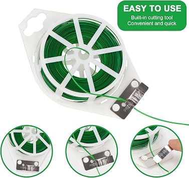 2-Pack 492FT Sturdy Garden Twist Plant Ties with Built-in Cutter