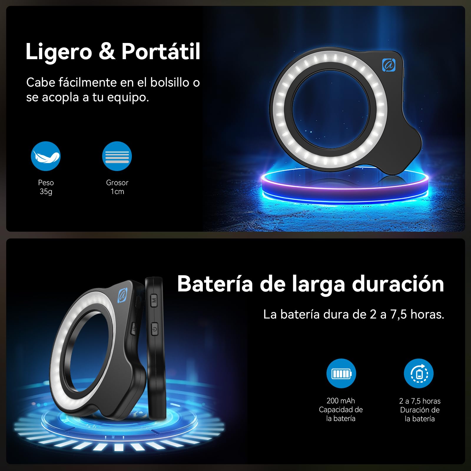 Evil Eye Kit Lentes Macro Profesionales con Luz de Relleno para Smartphone, Lente Macro de 100mm para Teléfono con Clip Universal, Accesorio para Fotografía HD Compatible con iPhone y Android