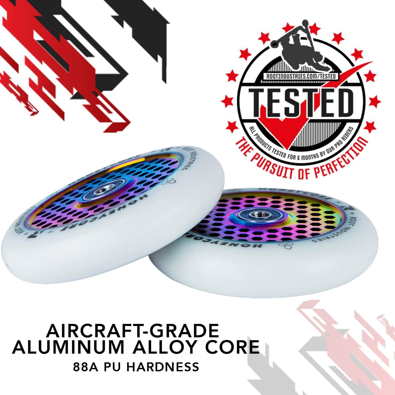 Honeycore 110mm –120mm Pro Scooter Pair – Fits Most Setups – 24mm x 110mm–120mm – Bearings Installed – 90 Day Warranty