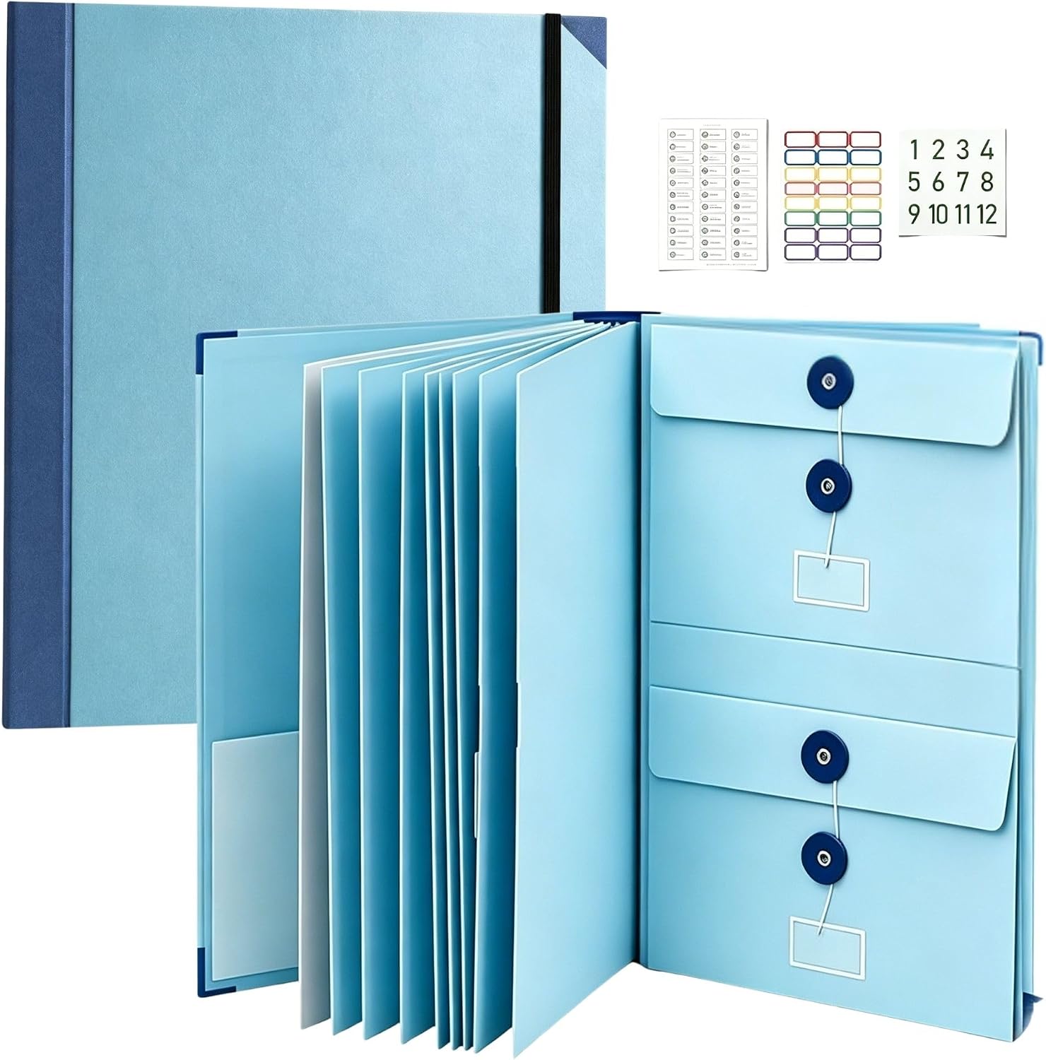 Document Organizer Binder, Acid-Free with 9 Pocket, Guided Labels, in Case I Go Missing, Records Organizer for Passports Birth Cert Legal Docs, A4 Size, Emergency Binder Home Office Travel, Blue