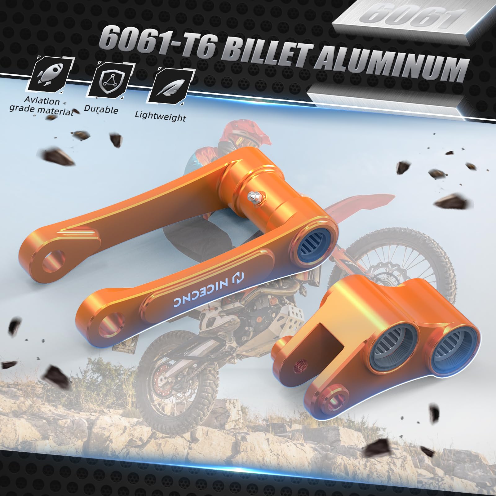 NICECNC Kit de eslabones de Descenso de 2 Pulgadas Compatible con 690 SMC Enduro R, Compatible con Husqvarna 701 Enduro Supermoto, eslabones Inferiores de Motocicleta, eslabones de suspensión