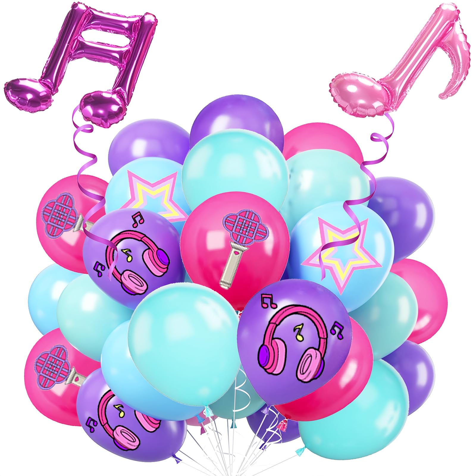 Luftballon, 52 Stück, 30,5 cm, niedliche Musiksymbole, Druckballons für Cartoons, magische Musik, Motto-Party, Dekorationen, Jungen, Mädchen, Versammlungen, Partyzubehör