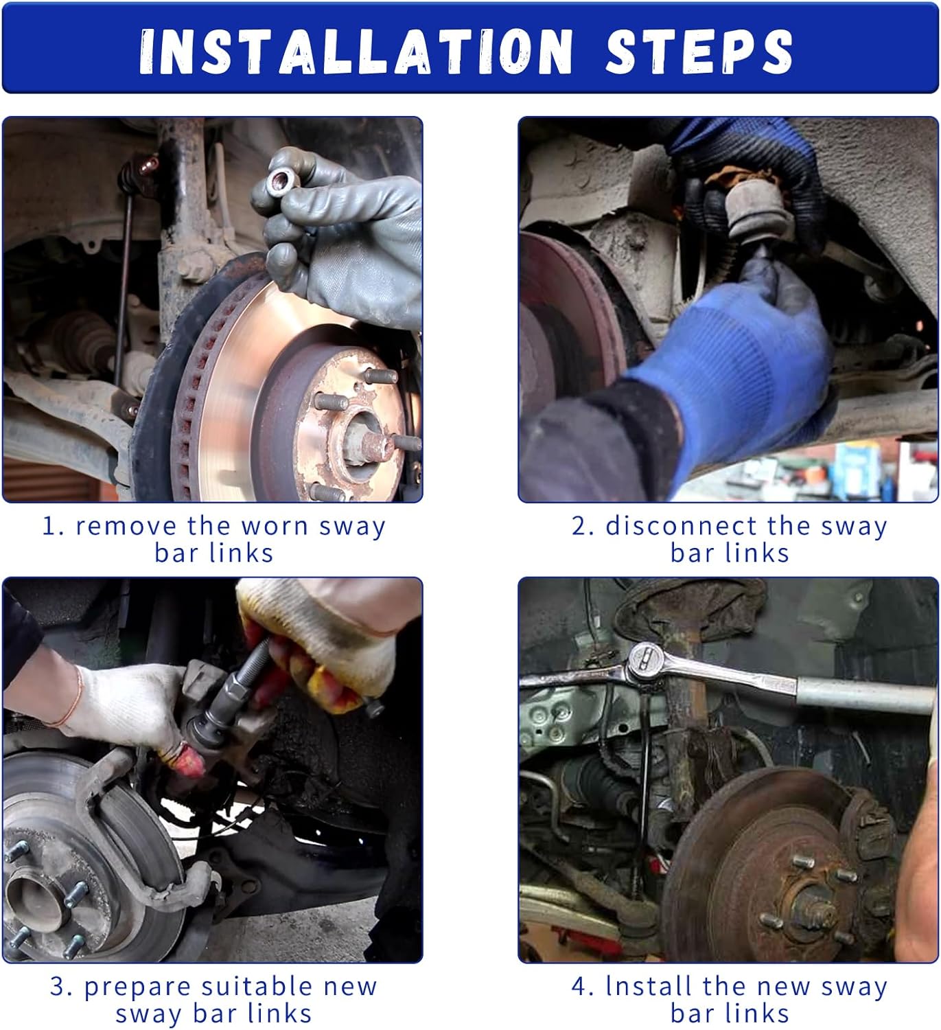 K750396 K80894 Front Rear Stabilizer Sway Bar End Link Suspension Kit 4Pcs Compatible with 2009-2010 Dodge Ram 1500 Truck 2011-2018 Ram 1500 4WD 2019-202 Ram 1500 Classic