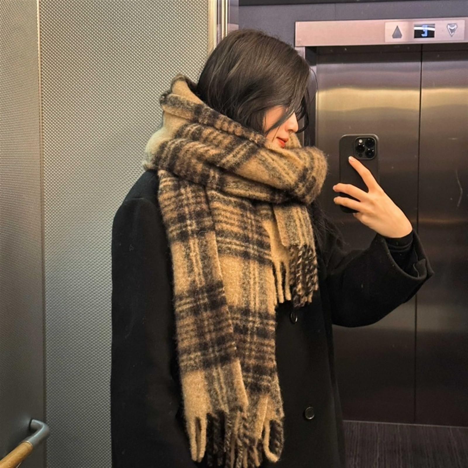 Sciarpa da donna Sciarpa Scozzese In Lana Di Alpaca E Mohair, Scialle In Lana Autunnale E Invernale Da Donna, Sciarpa Calda Con Nappa Spazzolata Scozzese Sciarpe calde invernali