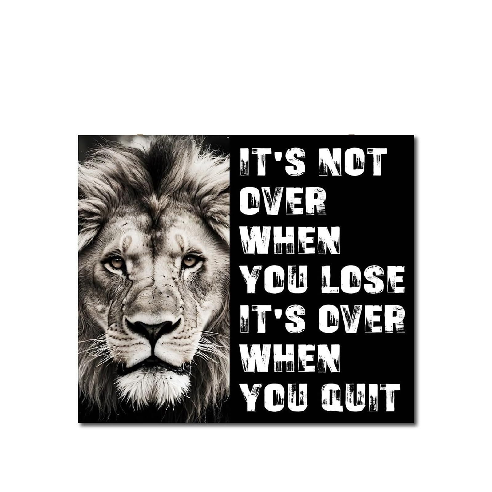 HGETJOHXEM Inspirational Quote Poster for Office & Study, It’s Not Over When You Lose Canvas Wall-Art, Motivational Gift for Graduates(Framed,08x12inch(20x30cm))