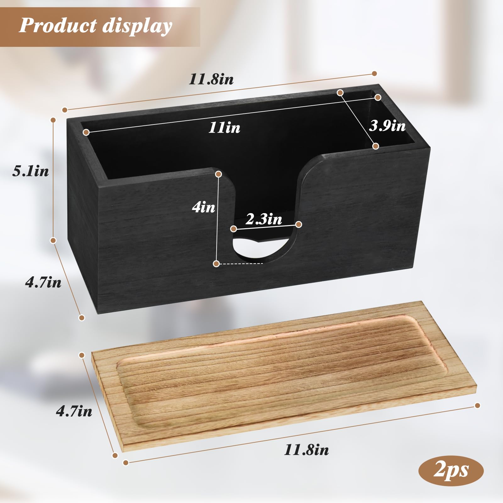 Paquete de 2 dispensadores de toallas de papel de madera maciza para montaje en pared, soporte plegable para toallas de papel con tapa, plegable en C, plegable en Z, dispensador de toallas de papel de