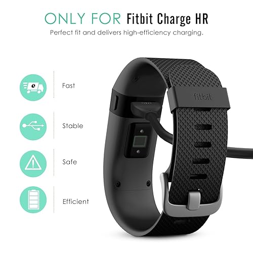 Miniatura 2 de MoKo Cable de carga compatible con Fitbit Charge HR, cargador USB de repuesto para Fitbit Charge HR Wireless Activity Smartwatch pulsera, color negro
