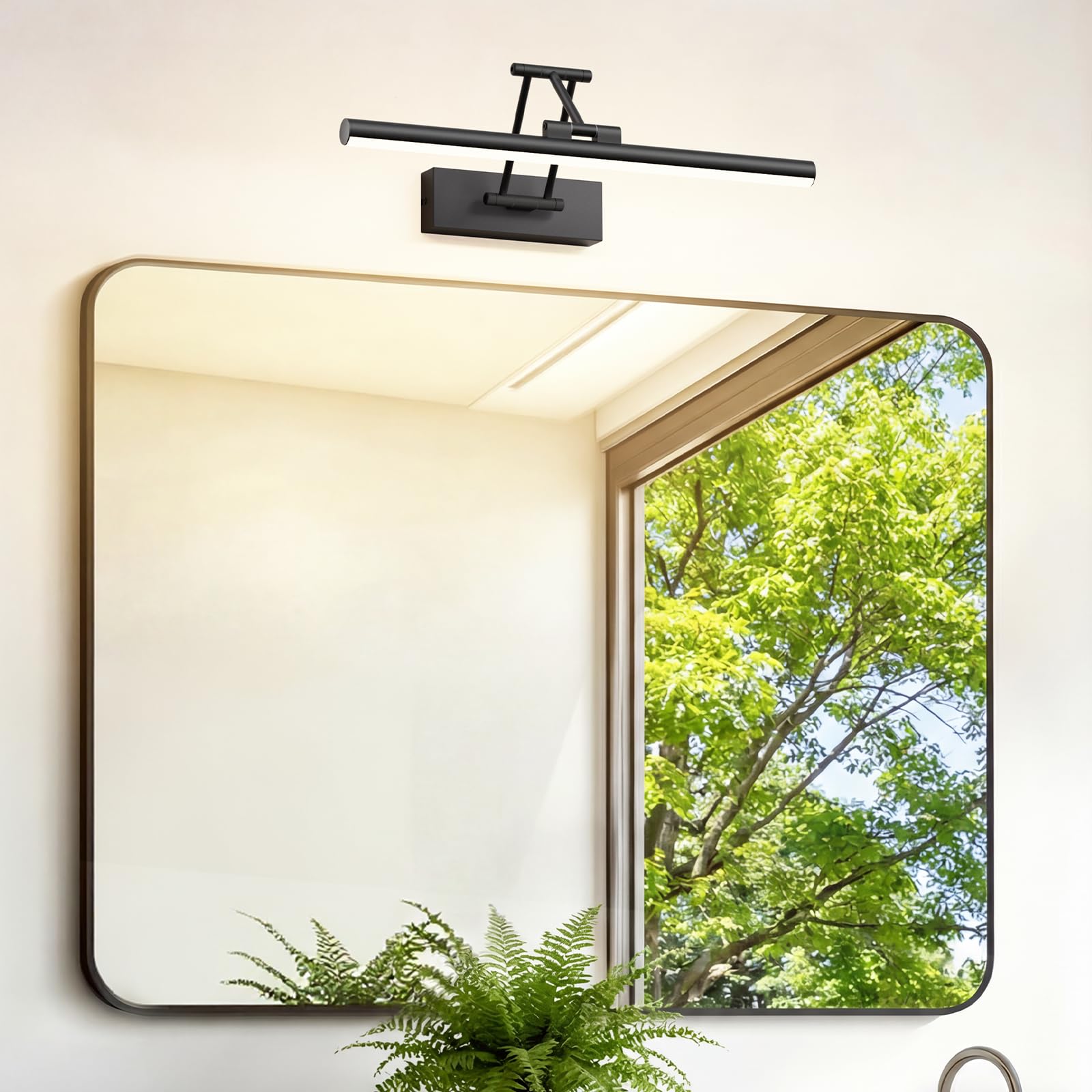 Klighten Led Lampada Da Specchio Bagno 40cm,Lampada Da Parete Rotante Ip44,12W 970 LM Luce Specchio Bagno Led,Applique Moderno In Alluminio,Bianco Caldo 3000K,Nero