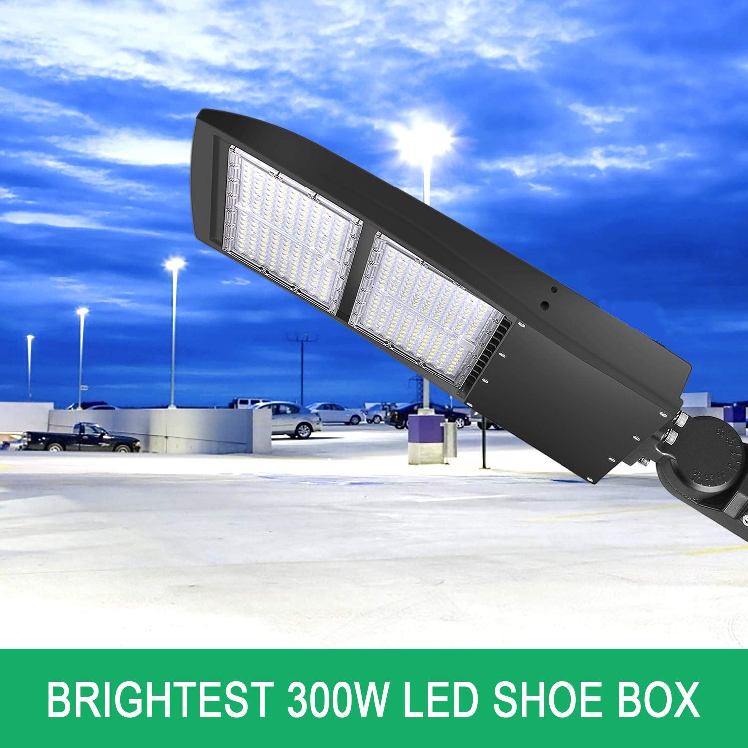 Best Deal LED Parking Lot Lights 300W- OSTEK LED Shoebox Street Pole Lighting with 20KV Surge Protector, Waterproof 42000LM Outdoor Commercial Area Road Lighting 5000K 100-277V DLC UL