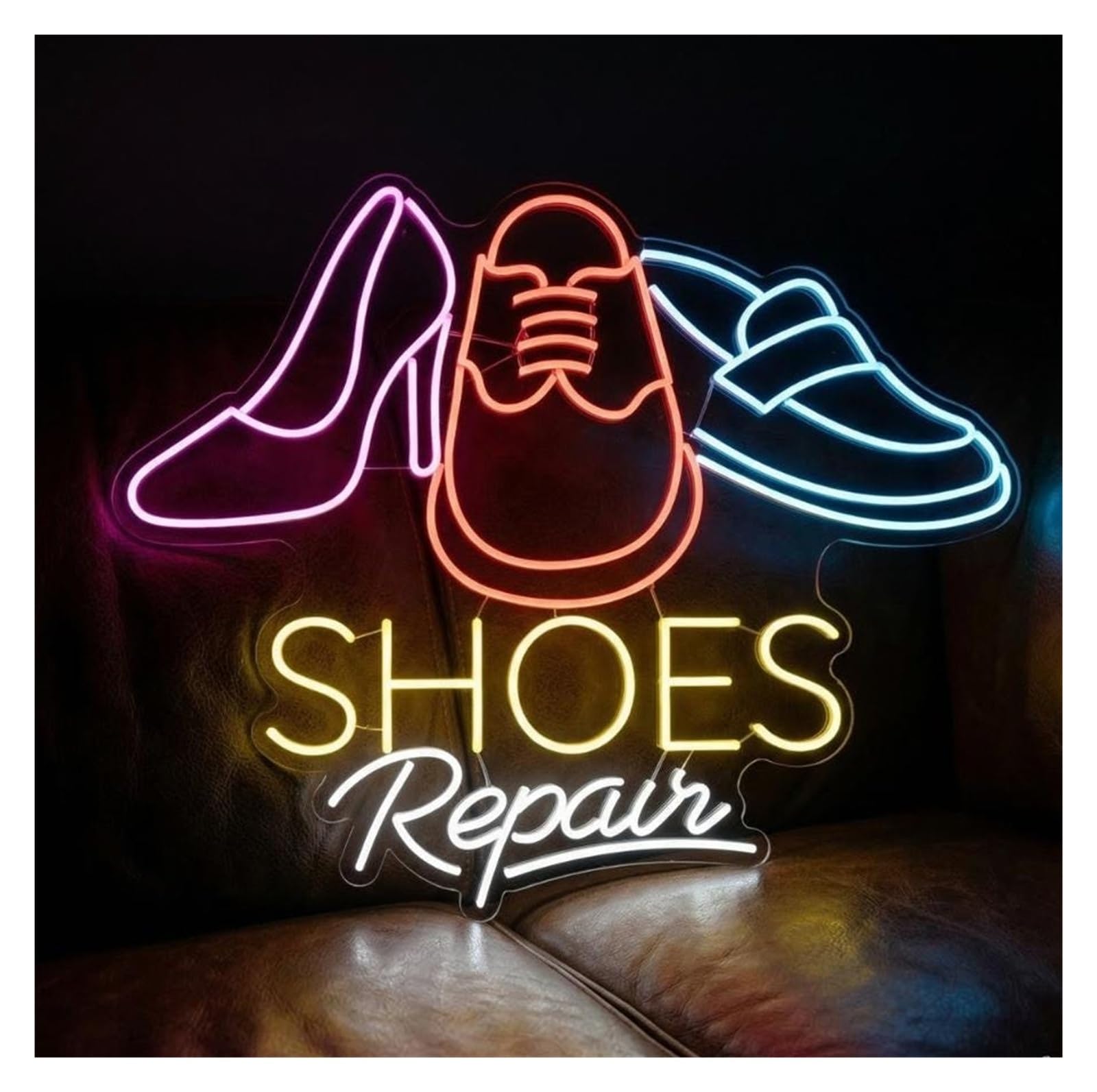 Decoración Lámparas Reparación De Zapatos Letrero Neón | Cartel Comercial De Zapatería, Reparación De Calzado, Zapatería, 55cm