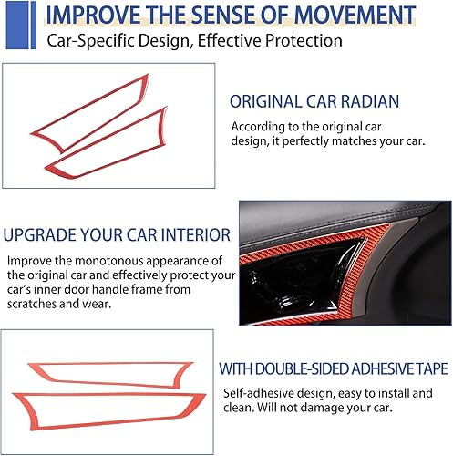 Miniatura 6 de Cubierta de marco de fibra de carbono real para manija interior de puerta, compatible con Jaguar F-Type 2013-2022, calcomanía para manija interior