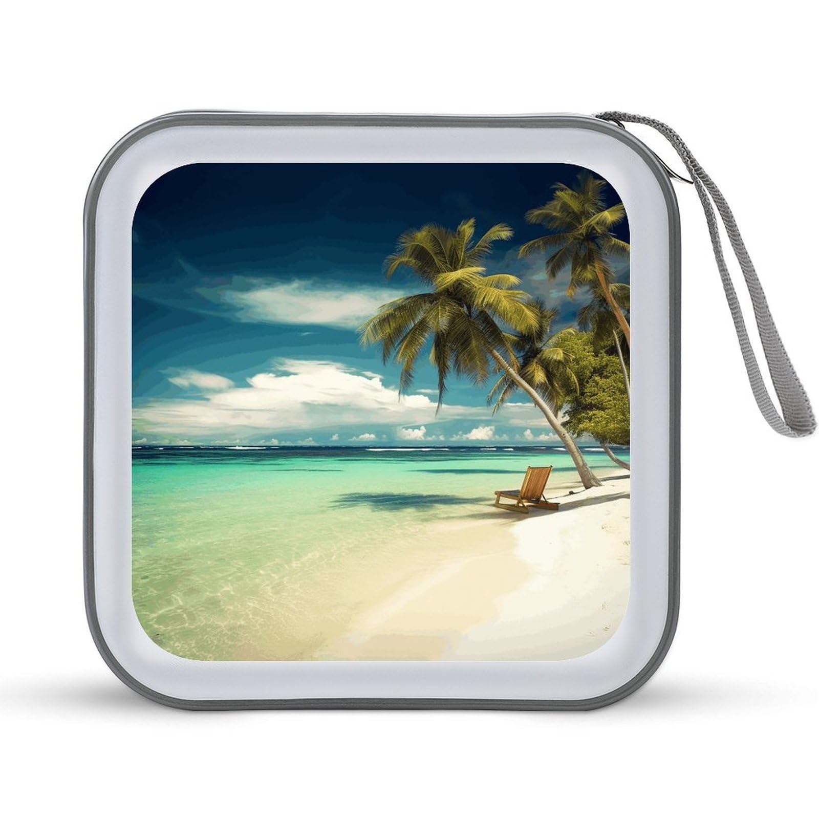 Étui pour CD en plastique rigide pour voiture et voyage à motif tropical