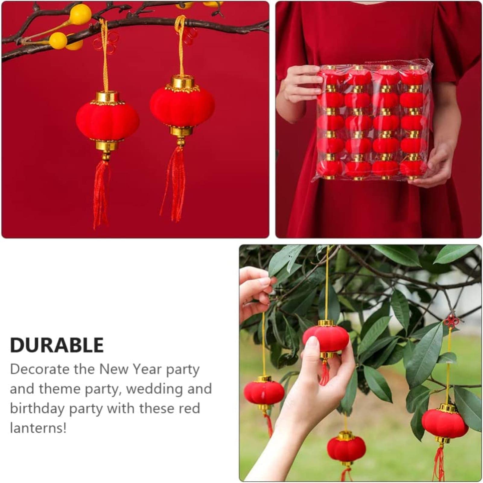 ADITAM 16 stücke Chinesische Neujahr Laternen DIY Rote Lampen Frühlingsfest Handgemachte Laternen Chinesische Fest Feier Laternen Für Chinesisches Neujahr Frühlingsfest Dekoration 6. 3X5X5cm Double