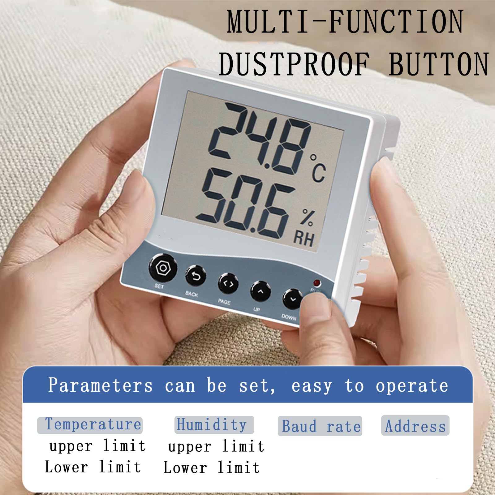 Igrometro Digitale da 3 Pollici, Monitor di Temperatura E umidità a Parete, con Display LCD, Sensore di Temperatura Interna, per Serra, Camper, Congelatore, Stanza