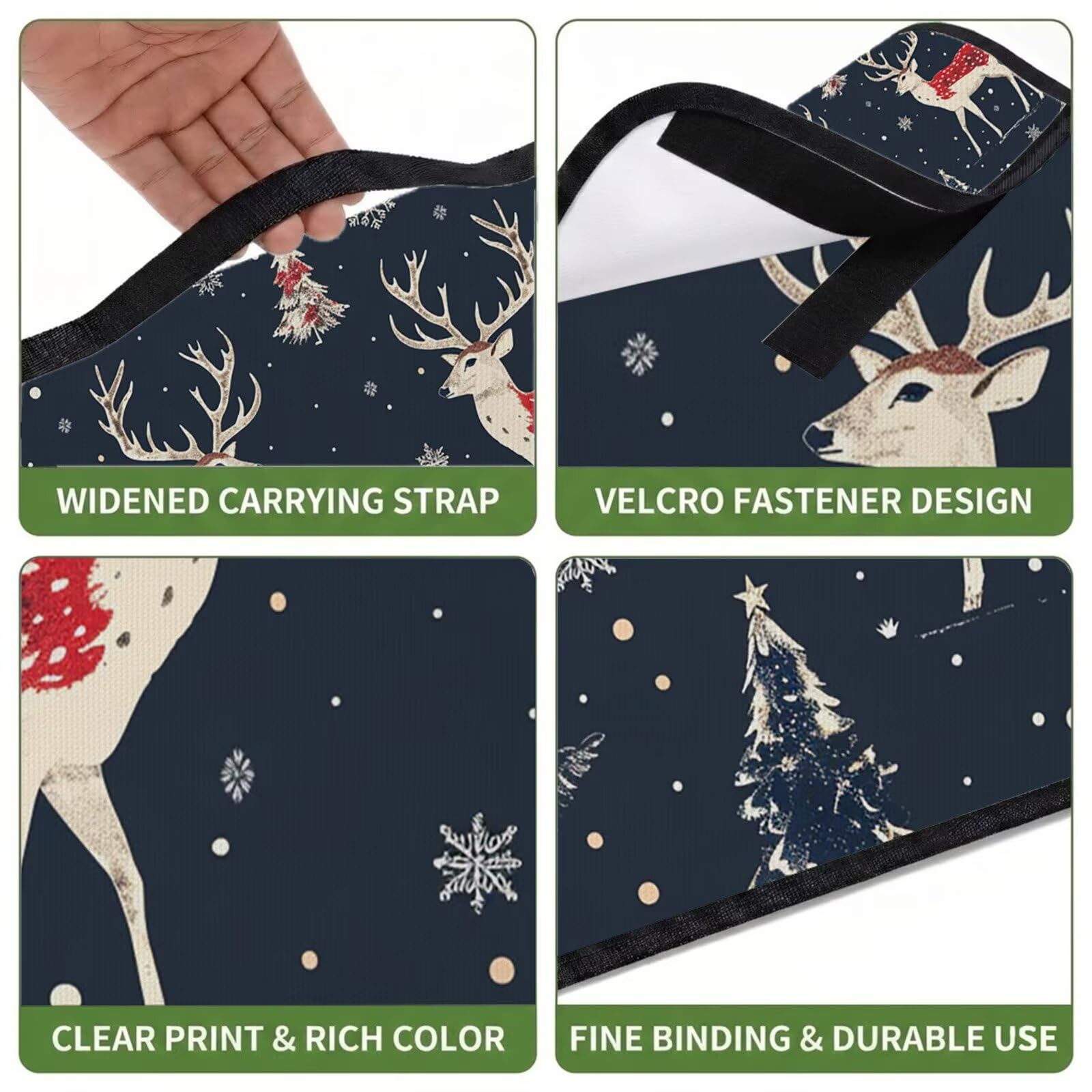 Coperta de Picnic Grande 200x200 cm, Natale Manta Picnic Impermeable Anti-Sabbia Manta de Playa Pieghevole, Outdoor Picnic Blanket per Spiaggia, Camping, Giardino, Trekking - cervo FZ-212