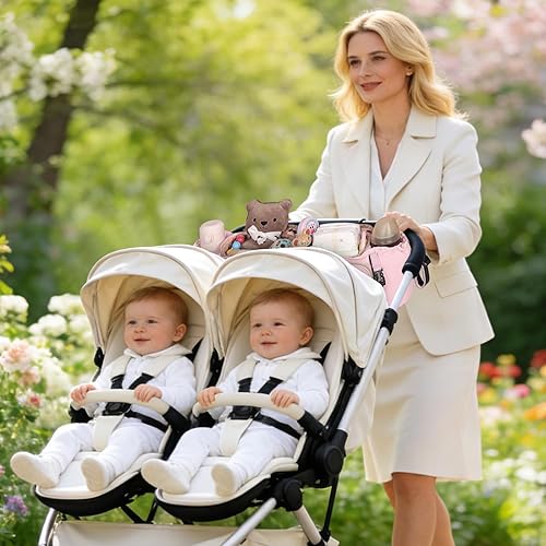 Miniatura 6 de Organizador de cochecito doble para Bob Duallie y Baby Jogger City Mini GT2, organizador de cochecito doble con soporte para tazas y 2 bolsillos
