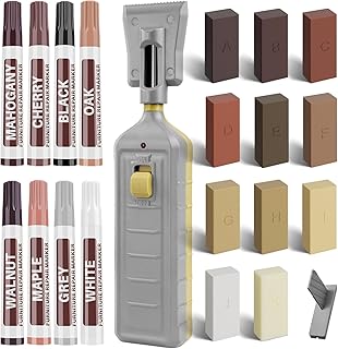 Laminate Vinyl Floor Repair Kit - Set of 22 Wood Floor Wax Furniture Touch Up Markers, Linoleum Repair Kit Cover Up Scratches, Cracks, Stains for Wooden Door, Floor, Table, Cabinet, Desks