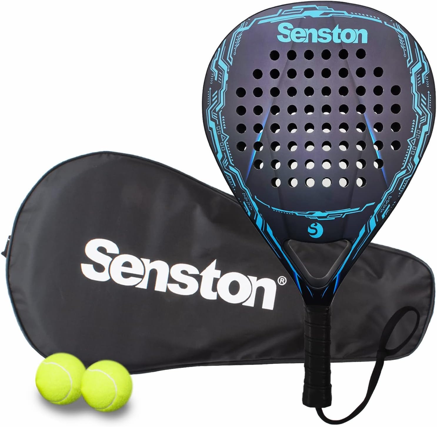 Senston Paddle Tennis Racquets Carbon-Fiber Surface with EVA Memory Flex-Foam Core -Paddle/Beach Tennis Racket with Carry Bag and Balls for Pop Tennis Beach Tennis