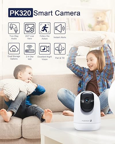 Miniatura 2 de MUBVIEW Cámara para mascotas con aplicación de teléfono, cámara de seguridad interior, cámaras WiFi 2.4G para seguridad del hogar, cámaras con cable