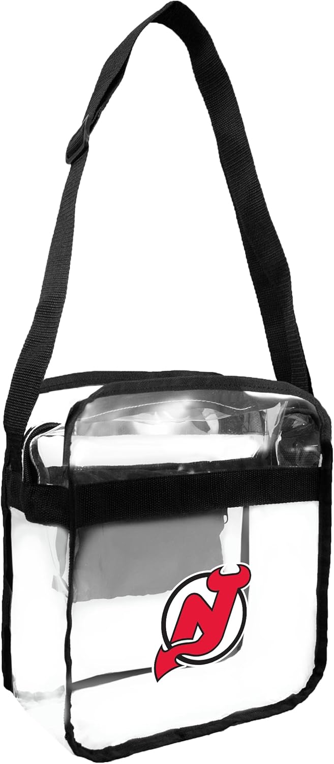 Littlearth NHL New Jersey Devils Clear Crossbody Carryall, Team Color, 12" x 12" x 6"