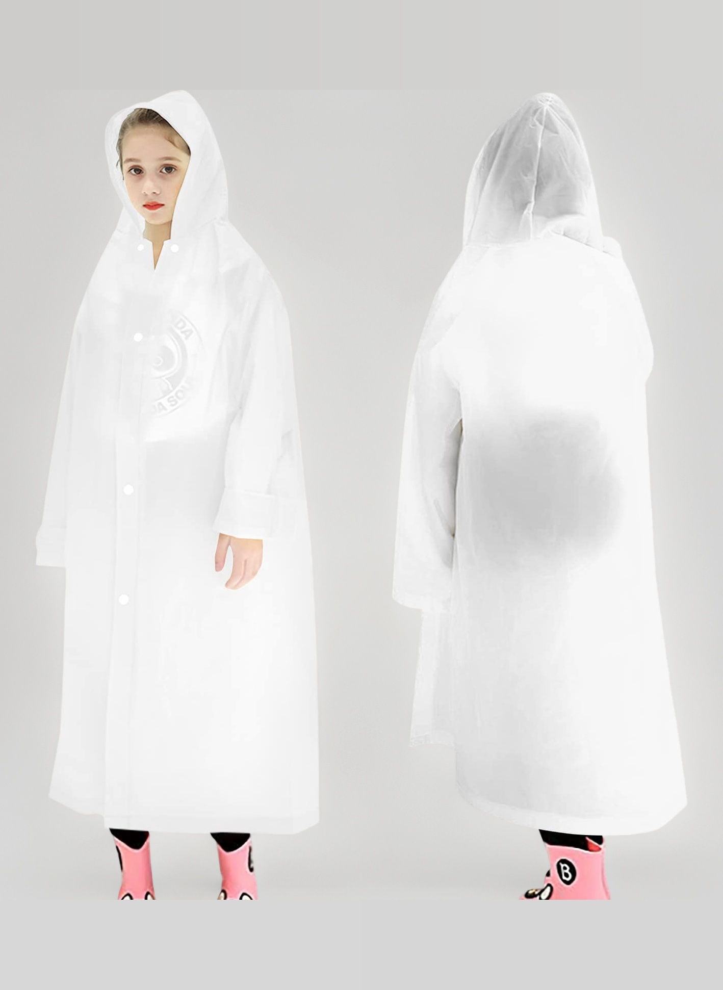 Skyzone Kids Rain Coat for Girls Boys,Portable EVA Raincoat Lightweight Rain Poncho with Hood,Reusable Cute Children Raincoat for Travel Outdoor Climbing Cycling Hiking Camping